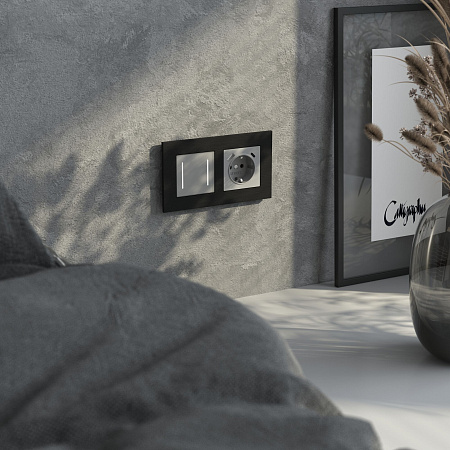 Рамка на 2 поста Werkel AluMax черный алюминий W0023508 a066330 Рамка на 2 поста Werkel AluMax черный алюминий W0023508 a066330