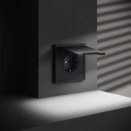 Розетка встраиваемая VOLTUM S70 с заземлением, защитными шторками и крышкой (графит) VLS040307 Розетка встраиваемая VOLTUM S70 с заземлением, защитными шторками и крышкой (графит) VLS040307