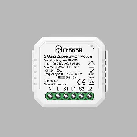 Модуль двухканальный Ledron QS-Zigbee-S04-2C