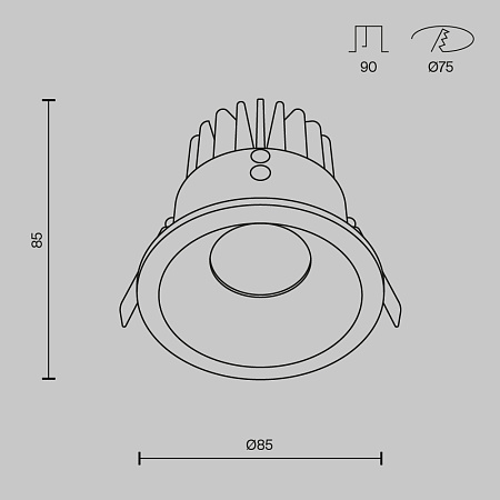 Светильник встраиваемый светодиодный Maytoni Zoom DL034-01-12W2.7K-B