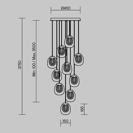 Люстра подвесная светодиодная Maytoni Biology MOD367PL-L30BBSK