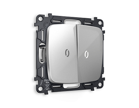 Комплект механизма 2-клавишного проходного выключателя с подсветкой 5600K Ambrella Volt OMEGA MO404035 Комплект механизма 2-клавишного проходного выключателя с подсветкой 5600K Ambrella Volt OMEGA MO404035