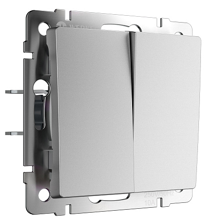 Перекрестный выключатель двухклавишный Werkel серебро W1123065 Перекрестный выключатель двухклавишный Werkel серебро W1123065