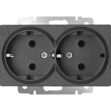 Розетка двойная с заземлением графит рифленая Werkel W1172004 4690389158650 a050745