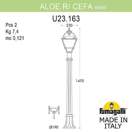 Ландшафтный светильник FUMAGALLI ALOE.R/CEFA U23.163.000.BXF1R