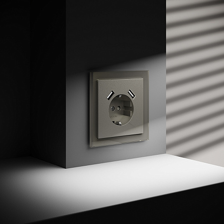 Розетка встраиваемая VOLTUM S70 с заземлением и защитными шторками, с USB, A+A, (шелк) VLS040404 Розетка встраиваемая VOLTUM S70 с заземлением и защитными шторками, с USB, A+A, (шелк) VLS040404