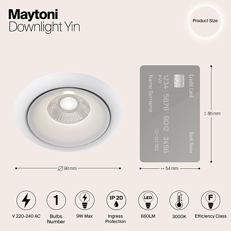 Светильник встраиваемый светодиодный Maytoni Yin DL031-2-L8W