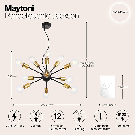 Люстра подвесная Maytoni Jackson T546PL-12B