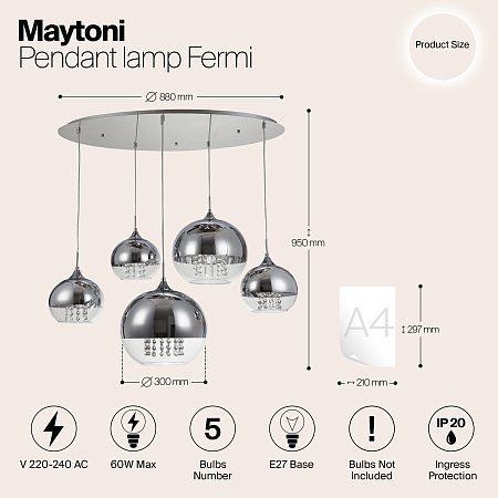 Светильник подвесной Maytoni Fermi P140-PL-170-5-N