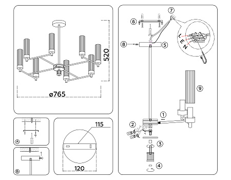Люстра на штанге Ambrella light LH55152 Люстра на штанге Ambrella light LH55152