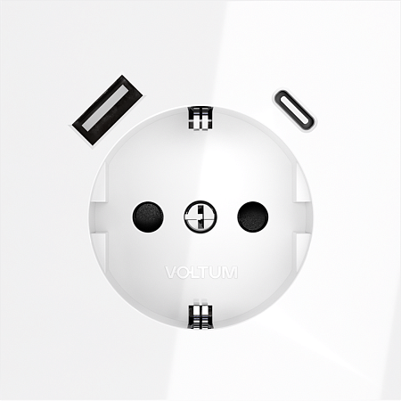 Розетка встраиваемая VOLTUM S70 с заземлением и защитными шторками, с USB, A+С, (белый глянцевы VLS040501 Розетка встраиваемая VOLTUM S70 с заземлением и защитными шторками, с USB, A+С, (белый глянцевы VLS040501