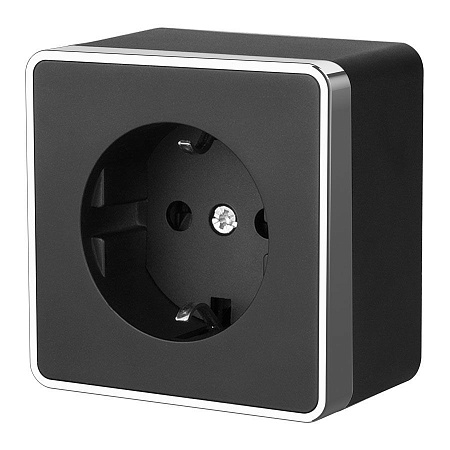 Розетка с заземлением и шторками черный/хром Werkel Gallant W5071135 4690389164576 a050974