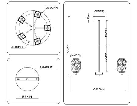 Люстра на штанге светодиодная Ambrella light High light LH30104 Люстра на штанге светодиодная Ambrella light High light LH30104