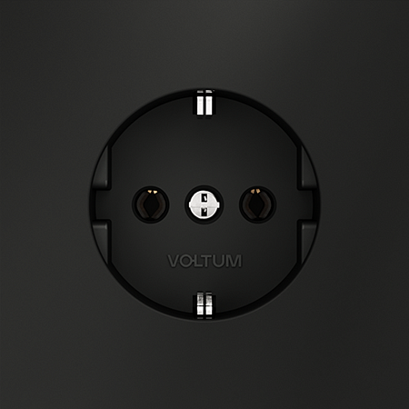 Розетка встраиваемая VOLTUM S70 с заземлением (черный матовый) VLS040108