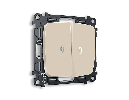 Комплект механизма 2-клавишного проходного выключателя с подсветкой 5600K Ambrella Volt OMEGA MO324035 Комплект механизма 2-клавишного проходного выключателя с подсветкой 5600K Ambrella Volt OMEGA MO324035