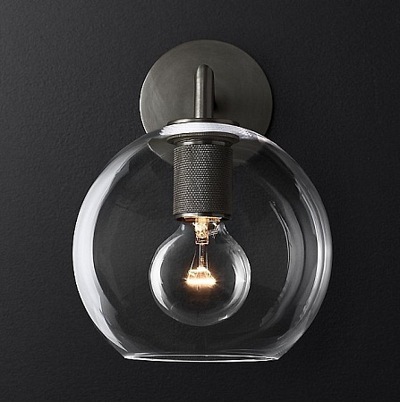 Бра Imperiumloft RH Utilitaire Globe Shade Single Sconce Black 44.537 123275-22 Бра Imperiumloft RH Utilitaire Globe Shade Single Sconce Black 44.537 123275-22
