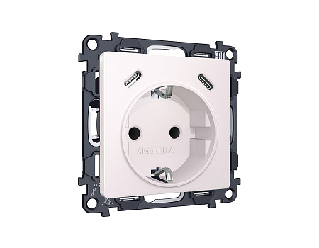 Комплект механизма электрической розетки 2USB С+C 20W (быстрая зарядка) с/з на винтовых зажимах 16A-250V Ambrella Volt MA MA210510