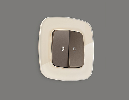 Комплект механизма 2-клавишного проходного выключателя с подсветкой 5600K Ambrella Volt OMEGA MO634035