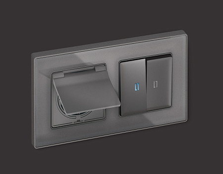 Лицевая панель для электрической розетки с заземлением со шторками и крышкой IP44 QUANT Ambrella Volt ALFA AP6580 Лицевая панель для электрической розетки с заземлением со шторками и крышкой IP44 QUANT Ambrella Volt ALFA AP6580