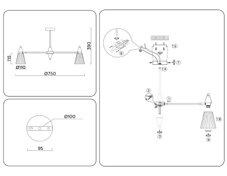 Люстра на штанге Ambrella light LH58116 Люстра на штанге Ambrella light LH58116