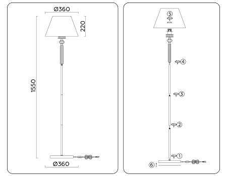 Торшер Ambrella light LH71008