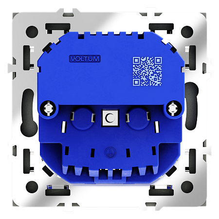 Розетка встраиваемая VOLTUM S70 с заземлением и защитными шторками, с USB, A+A, (черный матовый VLS040408