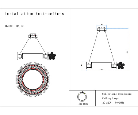 Светильник подвесной светодиодный Kink Light Лиона 07600-60A,36 Светильник подвесной светодиодный Kink Light Лиона 07600-60A,36
