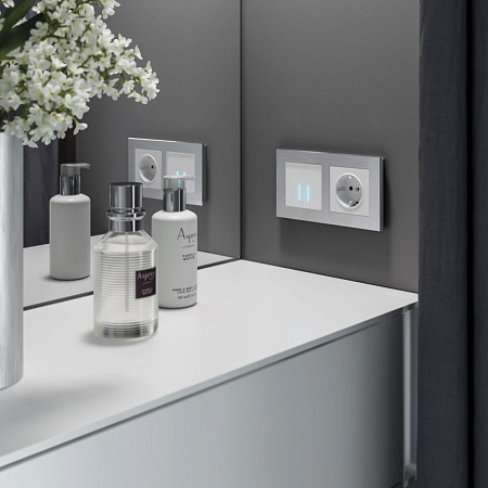 Сенсорный выключатель двухклавишный с подсветкой 1000 Вт Werkel W4520001 a057677 Сенсорный выключатель двухклавишный с подсветкой 1000 Вт Werkel W4520001 a057677