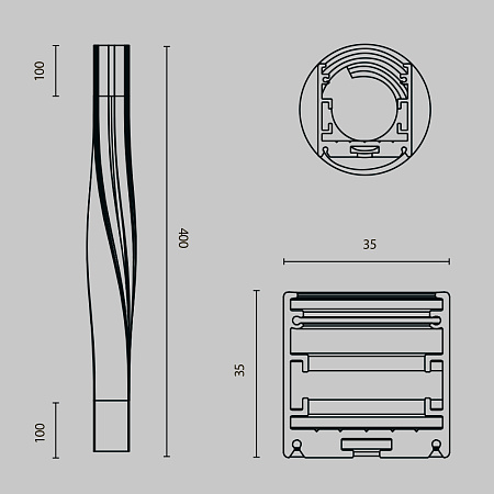 Радиусный профиль 35x35 Twist левый Maytoni ALM-3535R-B-TL-90°-0.4M