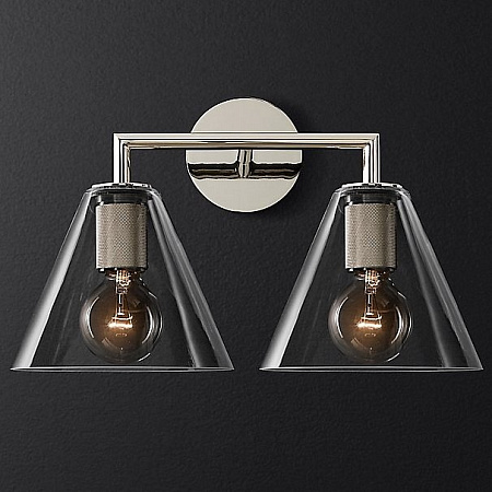 Бра Imperiumloft RH Utilitaire Funnel Shade Double Sconce Silver 44.547 123268-22 Бра Imperiumloft RH Utilitaire Funnel Shade Double Sconce Silver 44.547 123268-22