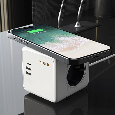 Розеточный блок 3-местный + 3 USB + беспроводная зарядка Werkel W6513501 a066454