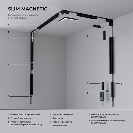 Угол для встраиваемого шинопровода под ГКЛ 12,5мм Elektrostandard Slim Magnetic 85212/00 белый a067501