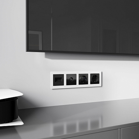 Накладка для двойной розетки Еthernet RJ-45 Werkel черный W1191148 Накладка для двойной розетки Еthernet RJ-45 Werkel черный W1191148