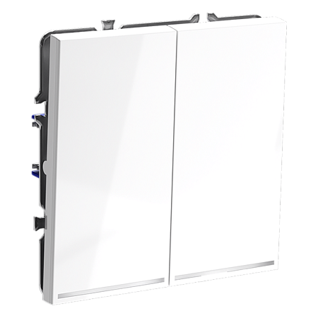 Проходной переключатель встраиваемый VOLTUM S70 двухклавишный с подсветкой (белый глянцевый) VLS020401 Проходной переключатель встраиваемый VOLTUM S70 двухклавишный с подсветкой (белый глянцевый) VLS020401