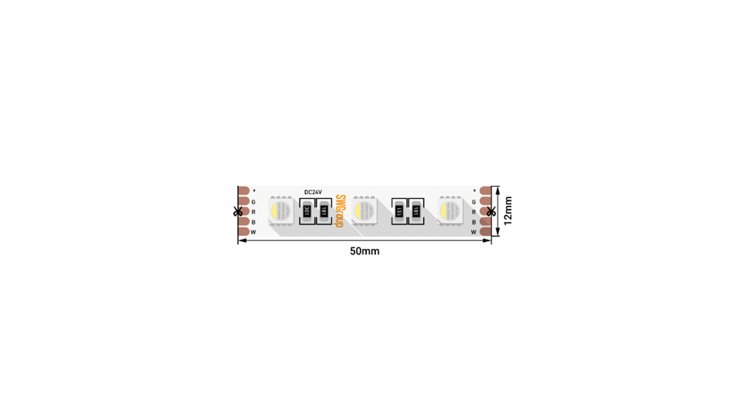 Светодиодная лента 3М 19,2Вт/м 24V IP20 SWG SWG560-24-19.2-RGB+NW-M